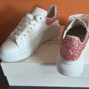 Alexander McQueen sneakers size 39, white with pink sparkles